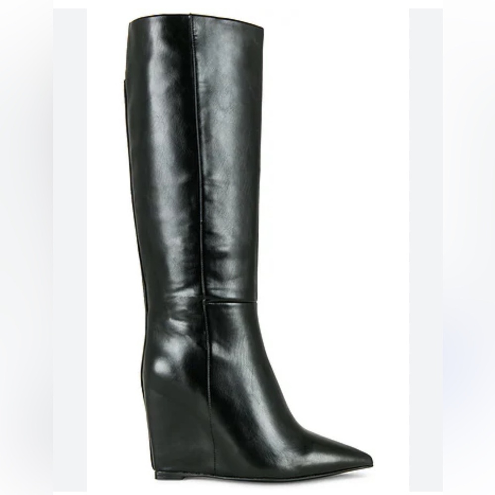 Jeffrey Campbell Katerina Wedges Boots Black Heeled knee high Revolve 8.5